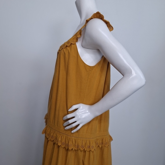 The Great "NEW" Mustard Feminine Cottagecore The Eyelet Bohemian Midi Dress *2=M - Picture 11 of 13